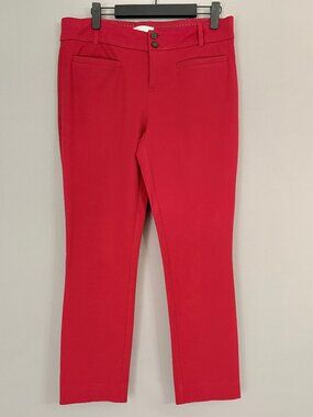 Anthropologie The Essential Slim Size 10 Berry Red Cropped Ankle Pants